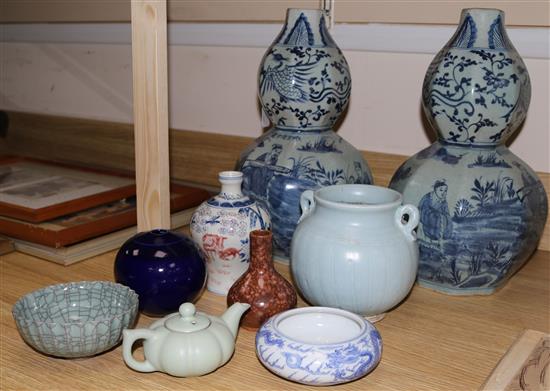 Two Japanese vases & group of Oriental ceramics